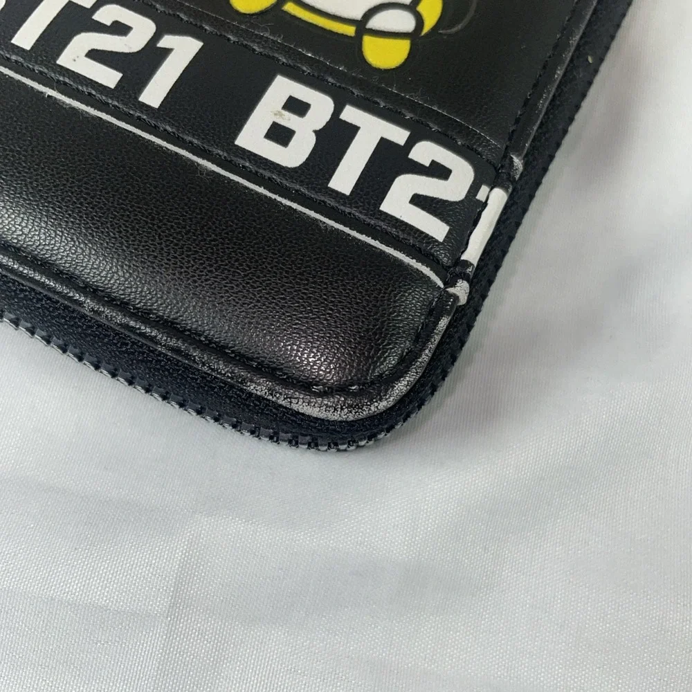 BT21 Line Friends Character Black Zip Around Long Wallet BTS K-Pop Graphic